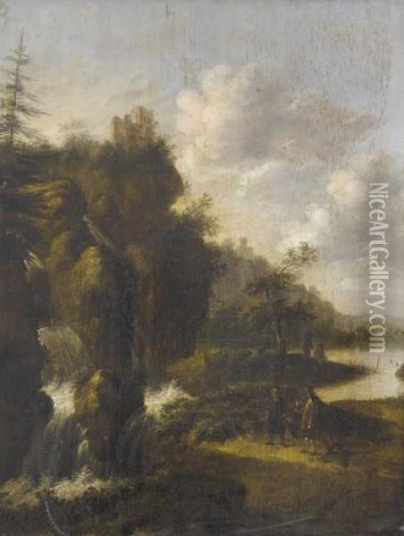 Wasserfall Mit Burgen Und Figurenstaffage Oil Painting - Allart Van Everdingen