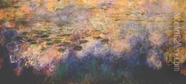 Reflections of Clouds on the Water-Lily Pond (tryptich, center panel) Oil Painting - Claude Oscar Monet