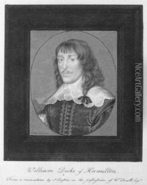Richard Weston, Earl Of Portland, Wearing Black Hat, Fur Trimmed Black Gown Over A Trimmed Black Doublet And White Ruff Oil Painting - George Perfect Harding