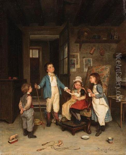 The Doctor's Visit Oil Painting - Andre Henri Dargelas
