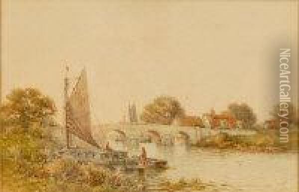 View Of St Olaves Bridge Oil Painting - Thomas Lound
