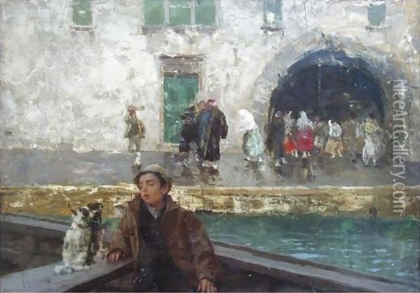 Venetian Boatboy Oil Painting - Mose Bianchi
