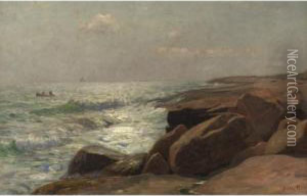 Along The Coast, South Dartmouth, Massachusetts (rocky Coast At Dawn) Oil Painting - Dwight William Tryon