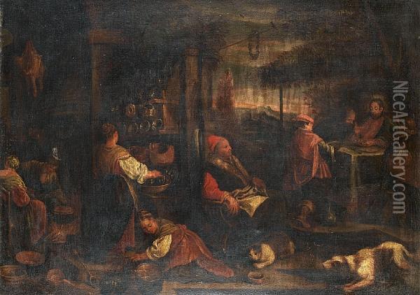 The Supper At Emmaus Oil Painting - Jacopo Bassano (Jacopo da Ponte)
