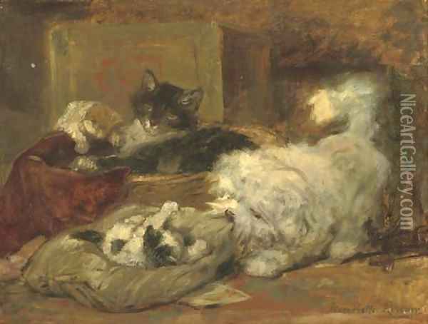 Carefree friends 2 Oil Painting - Henriette Ronner-Knip