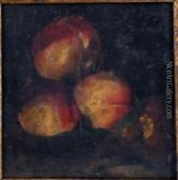 Nature Morte Aux Pommes Et A La Poire Oil Painting - Gustave Courbet