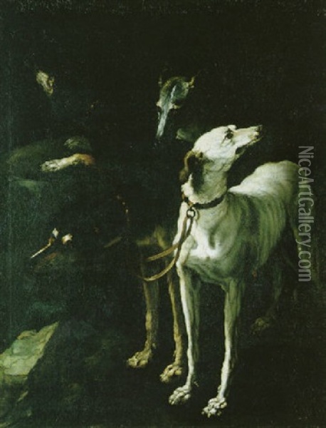 Vier Jagdhunde Oil Painting - Pieter Boel