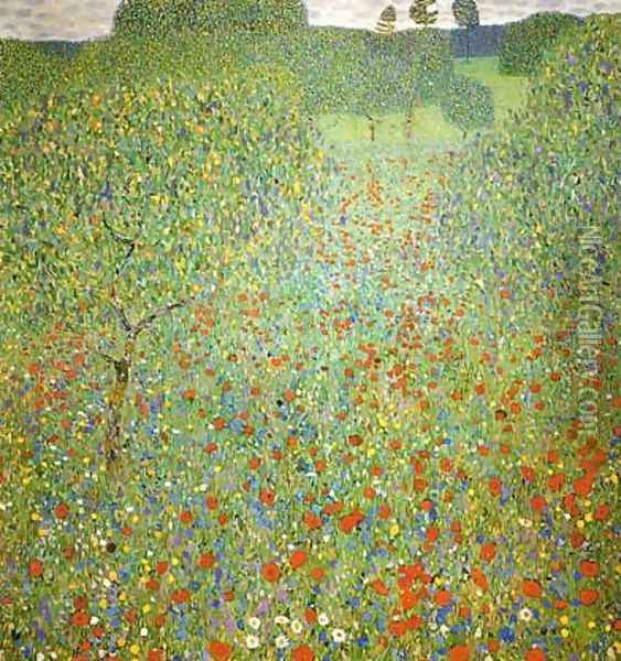 Poppy Field Oil Painting - Gustav Klimt