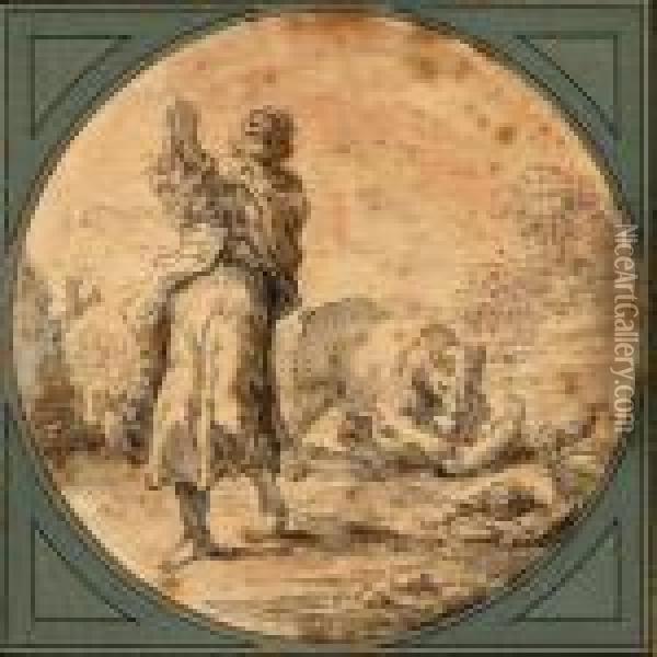 A Set Of 5 Drawings: Moses And 
The Burning Bush; David Slaying The Bear; The Rape Of Ganymede And Two 
Other Subjects Oil Painting - Leonaert Bramer