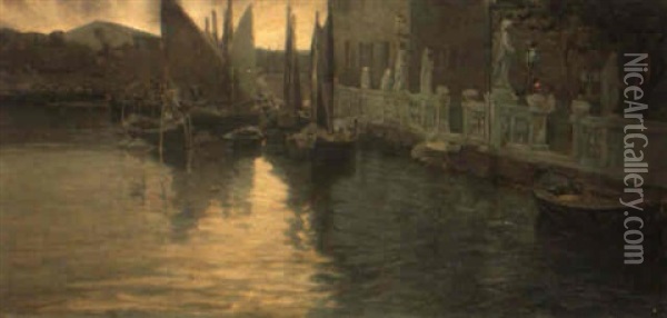 Notturno A Venezia Oil Painting - Pietro Fragiacomo