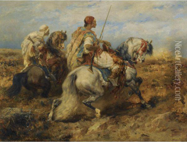The Charge Oil Painting - Adolf Schreyer