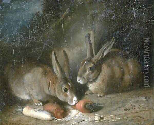 Rabbits Oil Painting - Rosa Bonheur
