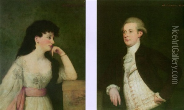 Portrait Of Anne Champion Wearing A White Dress Oil Painting - John Thomas (Seaton) Seton