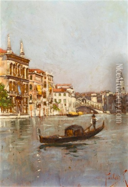 Grand Canal Of Venice Oil Painting - Antonio Ermolao Paoletti