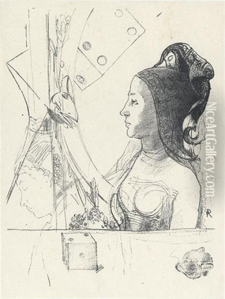 Femme De Profil. Oil Painting - Odilon Redon