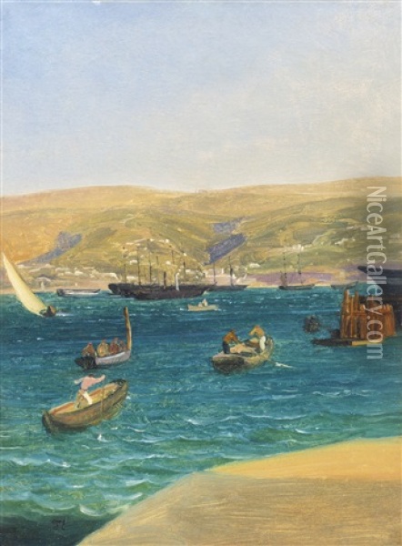 Hafen Von Triest (the Harbour, Trieste) Oil Painting - Thomas Ender