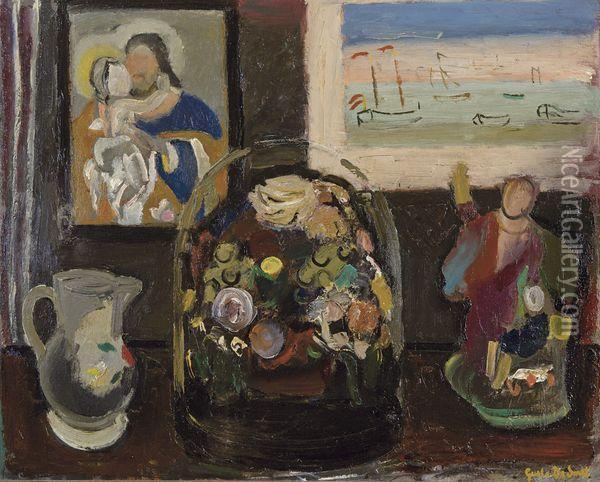 Fleurs Sous Une Cloche De Verre Oil Painting - Gustave De Smet