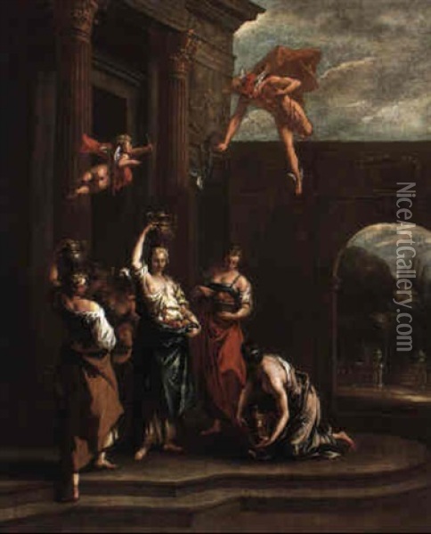 Mercury, Herse And Aglauros Oil Painting - Sebastiano Ricci
