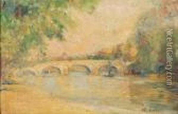 Pont Sur La Seine Oil Painting - Albert Lebourg