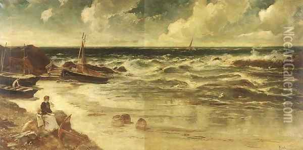 Sketching the coast Oil Painting - Edwin Ellis