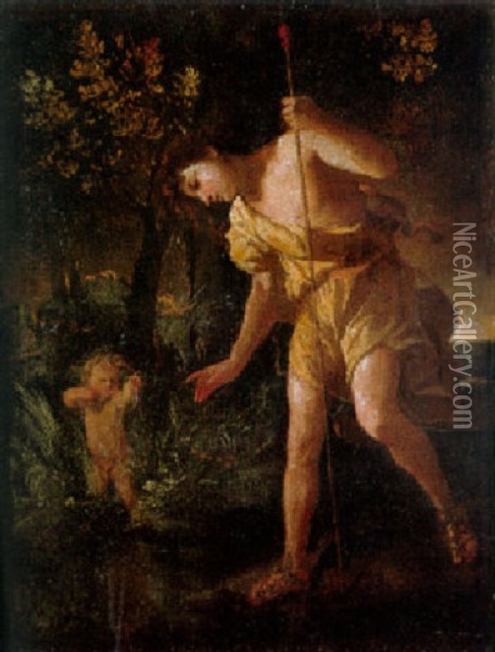 Narcissus Oil Painting - Nicolas Poussin
