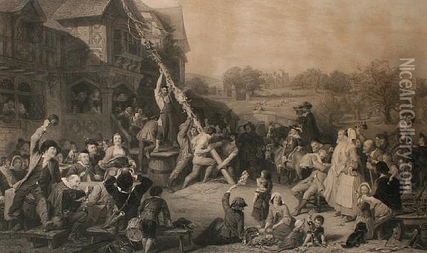Raising The May-pole Oil Painting - Frederick Goodall