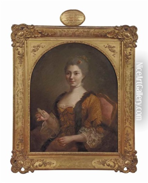 Portrait D'anne-marie Francoise Leroux D'esneval (nee En 1741) Oil Painting - Jean-Martial Fredou