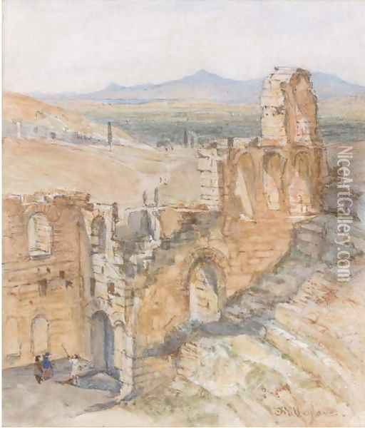 Theatre of Herodes Atticus, Athens Oil Painting - John Fulleylove