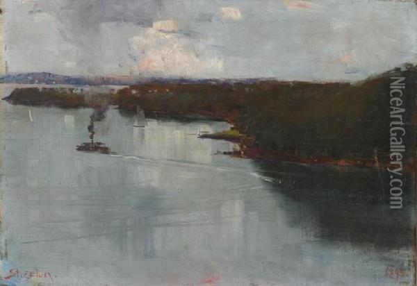 Sydney Harbour 1895 Oil Painting - Arthur Ernest Streeton