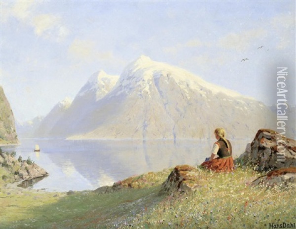 Summer In The Fjords Oil Painting - Hans Dahl