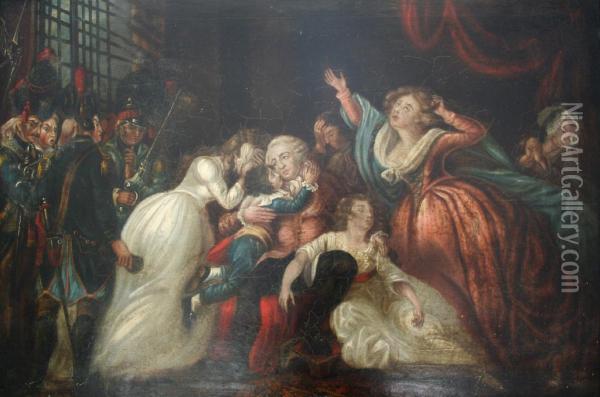 The Last Interview Of Louis Xvi With His Family Oil Painting - Charles Benazech