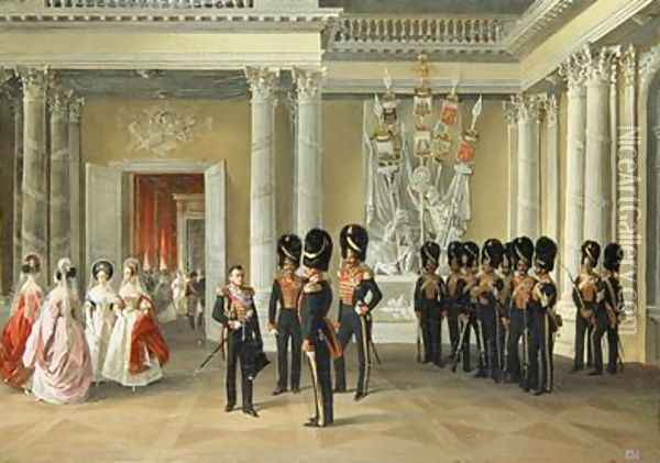 The Heraldic Hall in the Winter Palace St Petersburg Oil Painting - Adolphe Ladurner