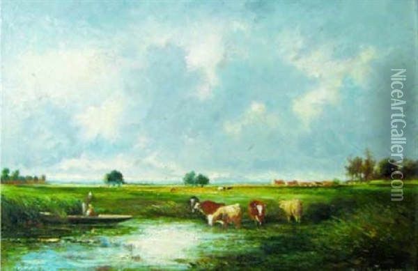 Le Troupeau Oil Painting - Leon Victor Dupre