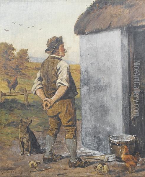 Waiting To Paint The Shed Oil Painting - Gregor Grey