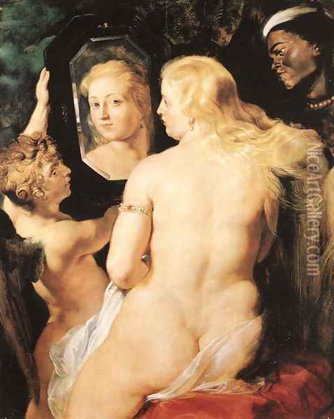 Venus at a Mirror c. 1615 Oil Painting - Peter Paul Rubens