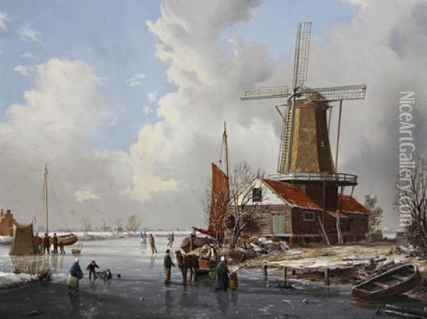 A Winter Landscape Oil Painting - A. de Groote