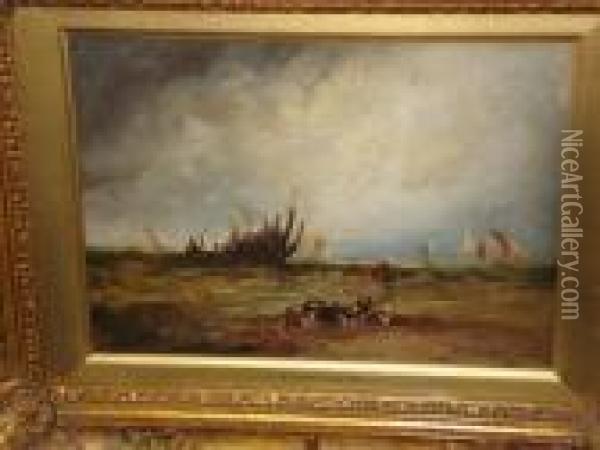 A Derelict Essex Mud Flats Oil Painting - John Constable
