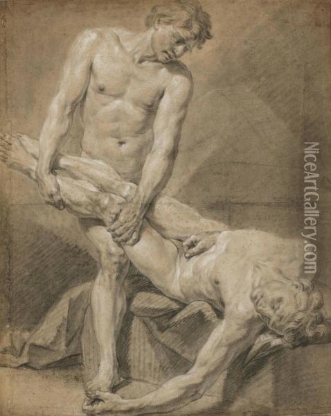 Academie De Deux Hommes Nus Oil Painting - Francois-Bernard Lepicie