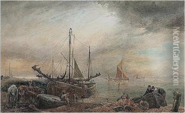 Unloading The Boats Oil Painting - Sidney Paul Goodwin