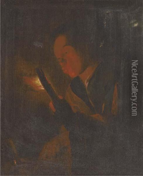 Lighting The Candle Oil Painting - Godfried Schalcken