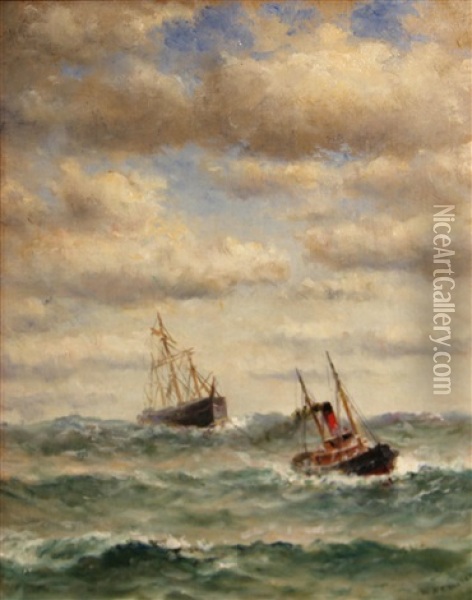 In Tow Oil Painting - William Alexander Coulter