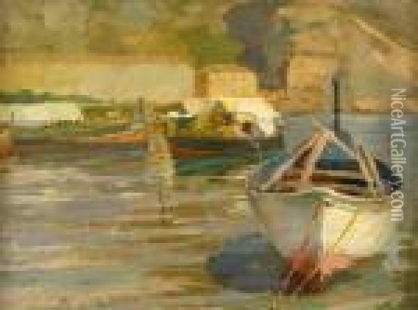 Marina Con Barche Oil Painting - Armando Spadini