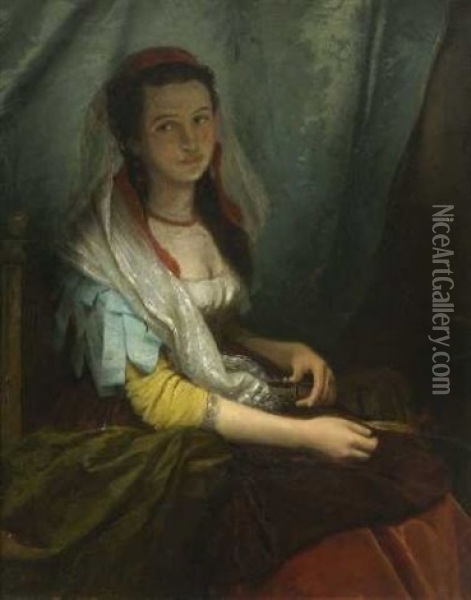 Bildnis Einer Jungen Dame Als Orientalin Oil Painting - Ludwig Vollmar