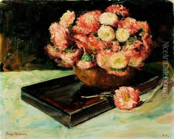 Stilleben Mit Rosa Sommerastern Oil Painting - George Mosson