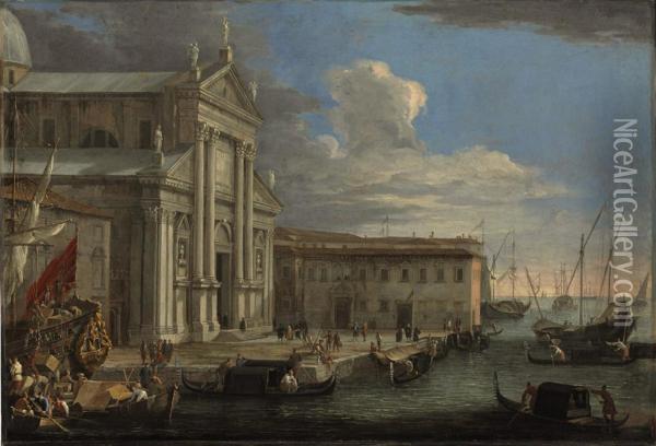 The Church Of San Giorgio Maggiore And The Grand Canal,venice Oil Painting - Luca Carlevarijs
