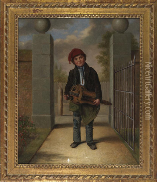 Boy With A Hurdy Gurdy Oil Painting - William Mulready