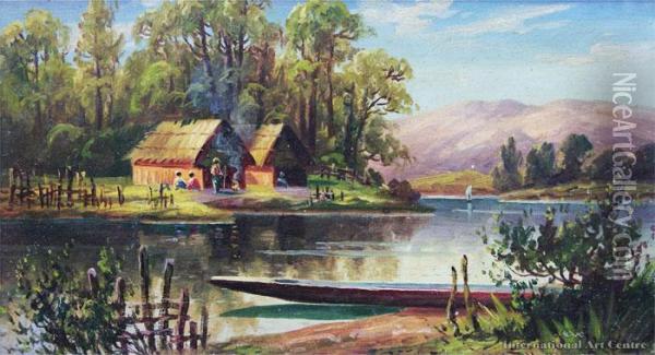 Maori Village Oil Painting - William Allen Bollard