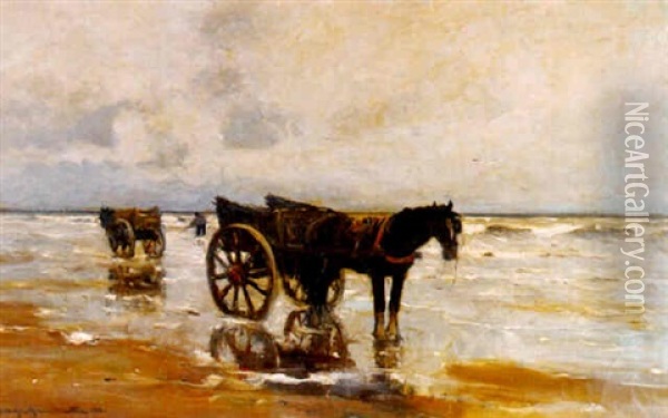 Garnalenvissers Aan Het Strand Oil Painting - Gerhard Arij Ludwig Morgenstjerne Munthe