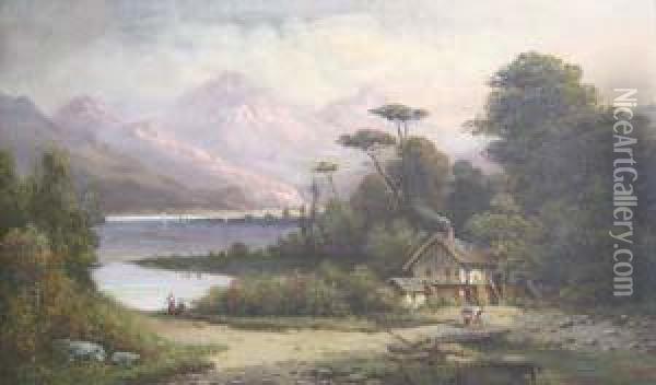 Mountain Landscape With Cottage Oil Painting - Henry Boese