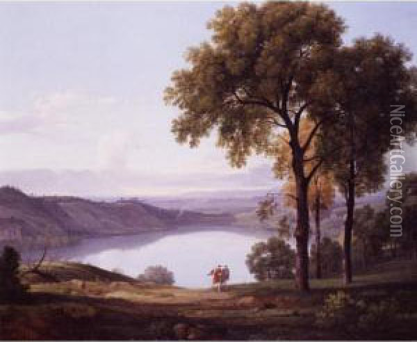 View Of Lake Nemi Oil Painting - Nicolas-Didier Boguet